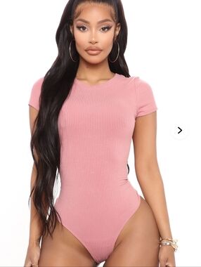 Fashion Nova Blush Ribbed Bodysuit